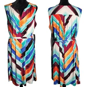 Luxology Dress Women's Size 14 Sleeveless Knee-Length Colorful